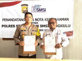 Sinergi Ciptakan Pemilu Damai, Polres Seluma dan SMSI Teken MoU