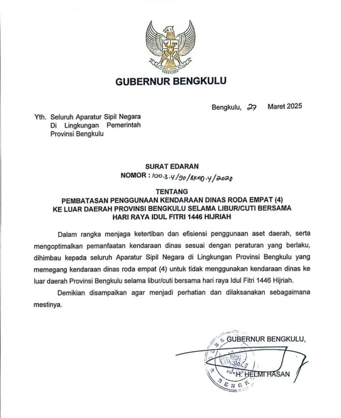 Gubernur Bengkulu, Helmi Hasan
