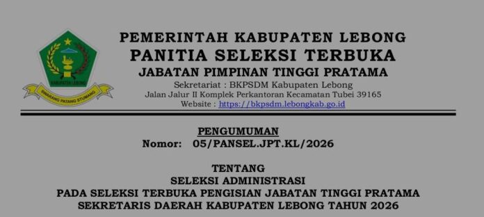 Seleksi JPTP Sekda Lebong