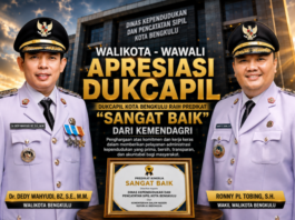 Walikota dan Wawali Bengkulu Apresiasi Kinerja Dukcapil Raih Predikat ”Sangat Baik” Walikota dan Wawali Bengkulu