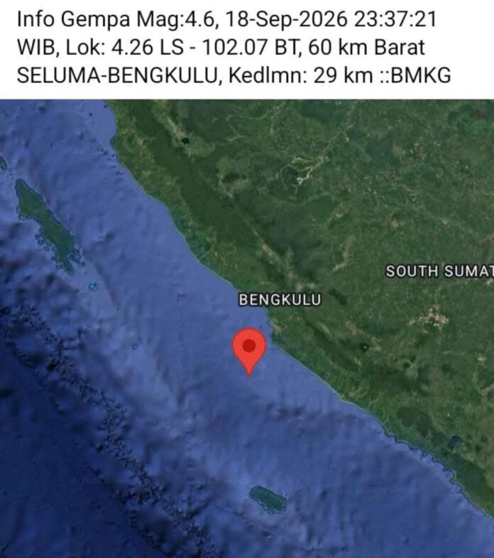 Gempa Kembali Guncang Bengkulu